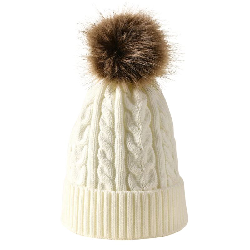 Bonnet à Pompon Femme - Blanc / Unique