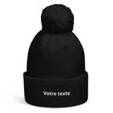 Bonnet à Pompon Personnalisé - Noir / Unique