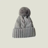 Bonnet à pompon tricot - Gris / Unique