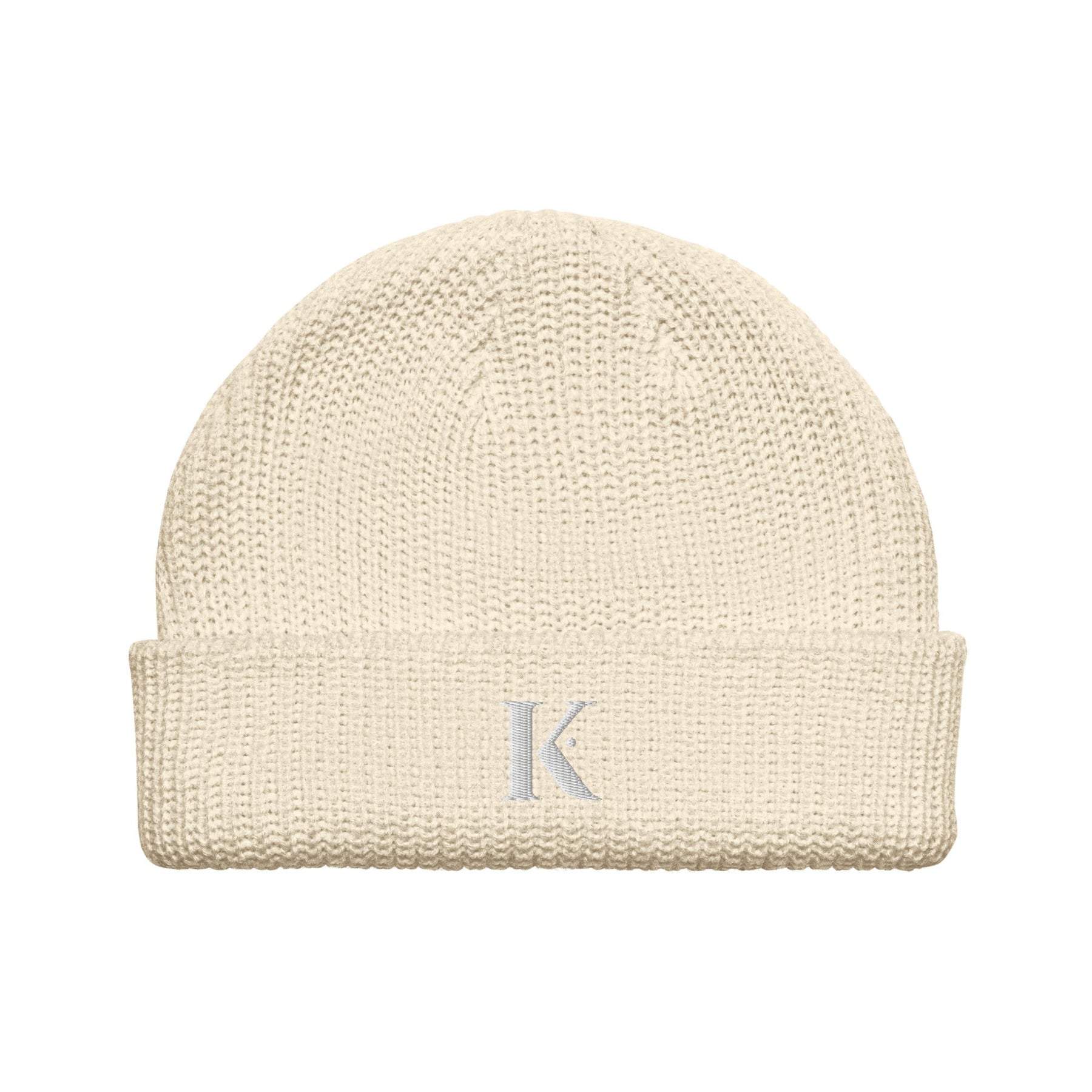 Bonnet Acrylique Brodé K - Beige / Unique