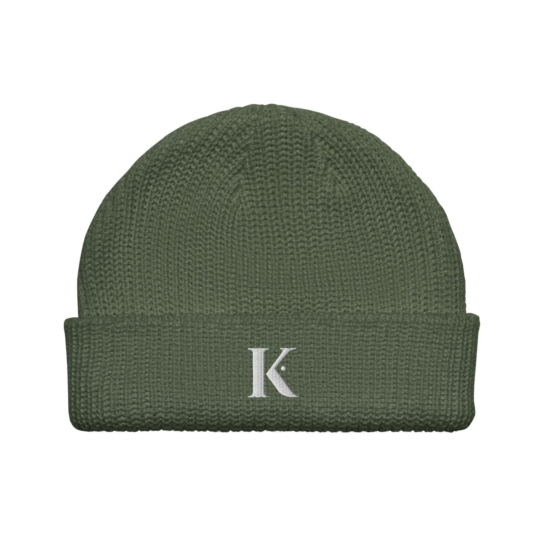 Bonnet Acrylique Brodé K - Vert / Unique