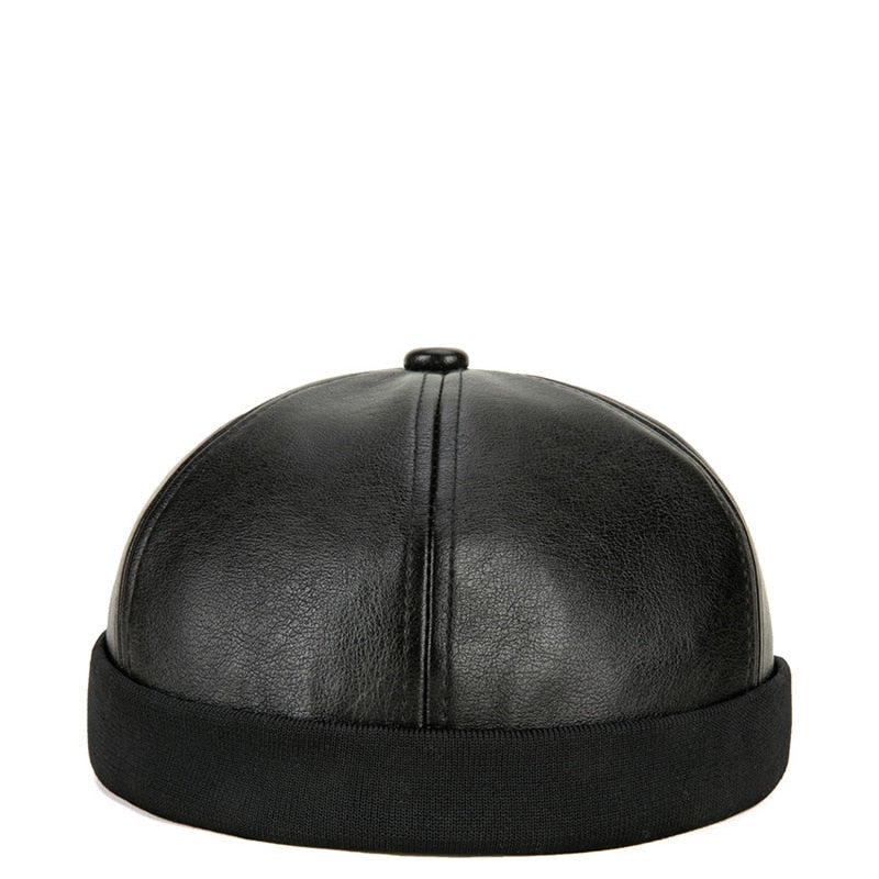 Bonnet Docker Femme en Cuir - Noir / Unique