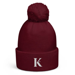 Bonnet Homme à Pompon K - Bordeaux / Unique