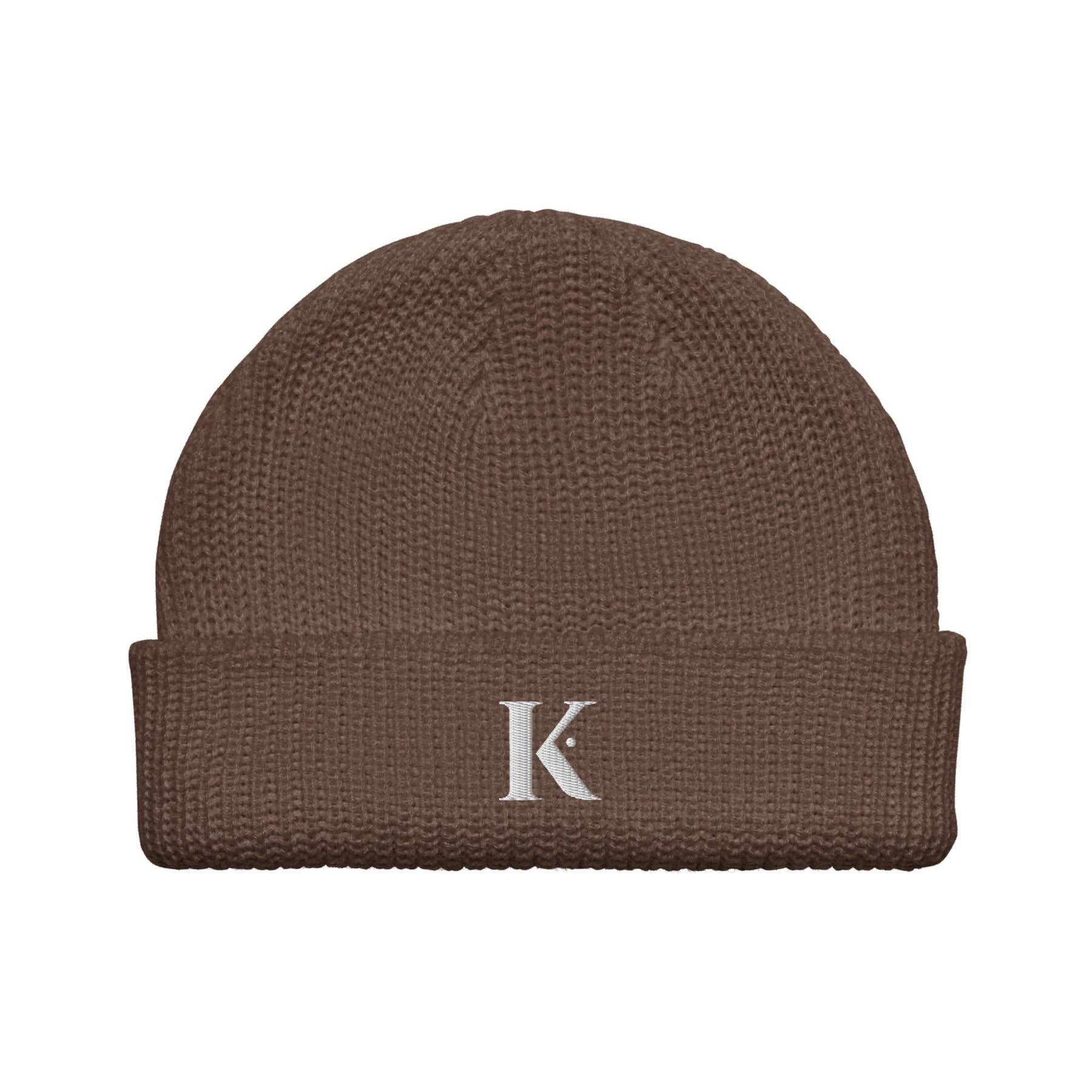 Bonnet Acrylique Brodé K - Marron / Unique