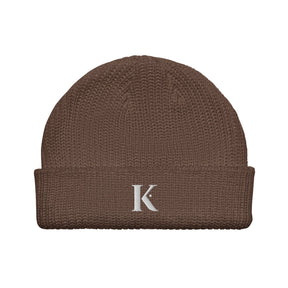 Bonnet Acrylique Brodé K - Marron / Unique