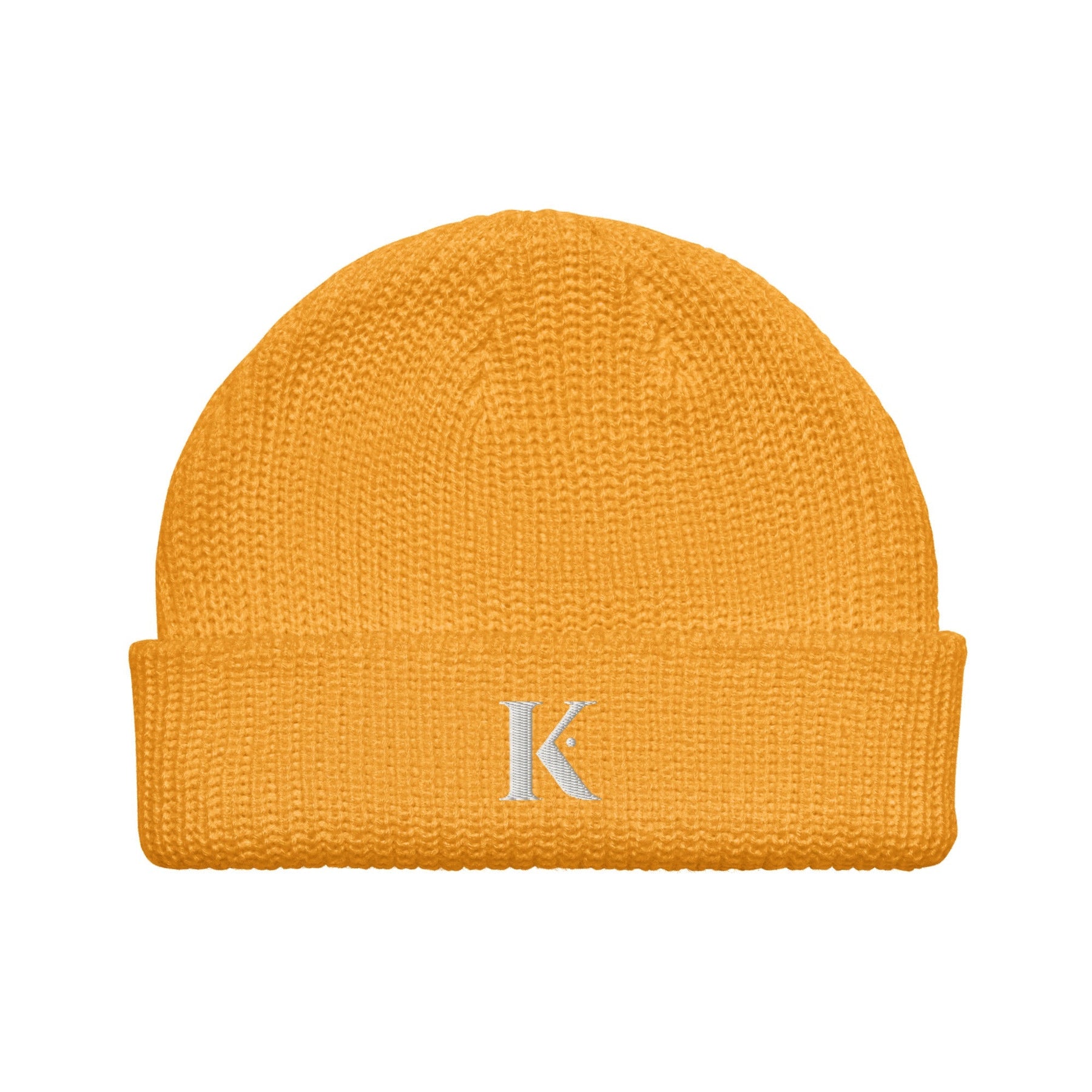 Bonnet Acrylique Brodé K - Orange / Unique