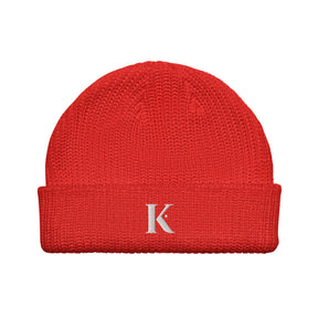 Bonnet Acrylique Brodé K - Rouge / Unique