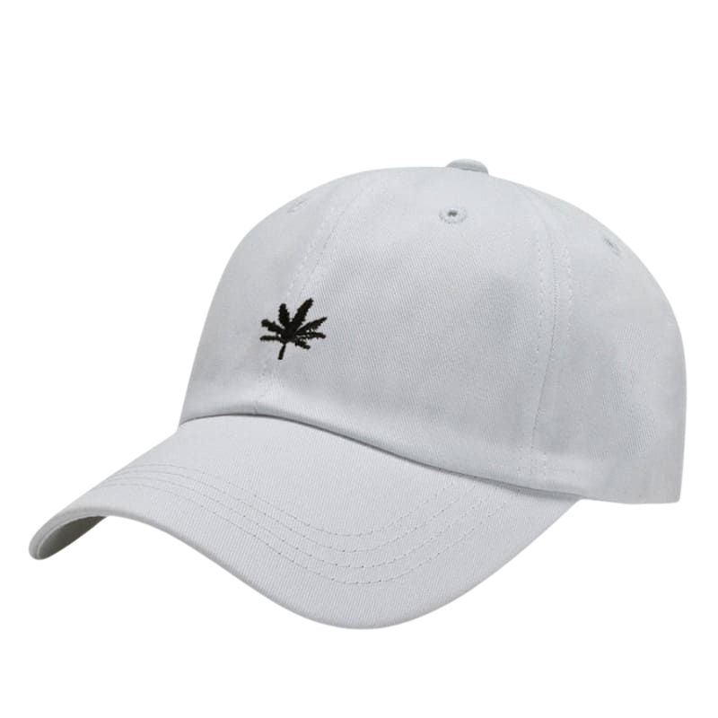 Casquette Baseball Feuille Brodée - Blanc / Unique