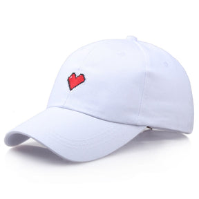 Casquette Brodée Coeur Rétro - Blanc / Unique