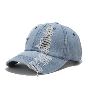 Casquette Denim Déchirée - Bleu / Unique