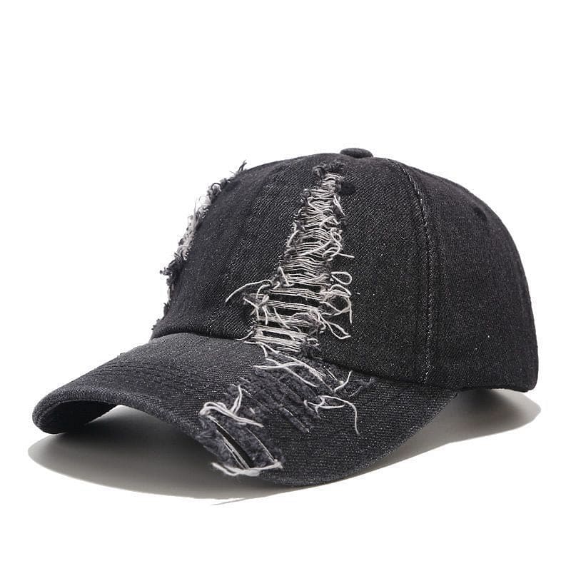 Casquette Denim Déchirée - Noir / Unique