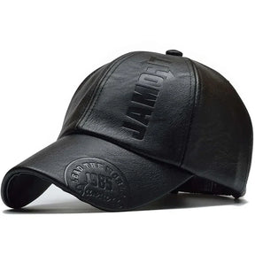 Casquette En Cuir Léger Brodée - Noir / Unique