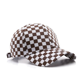 Casquette Motif Carreaux - Marron / Unique