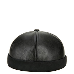Casquette sans visière simili cuir - Noir / Unique