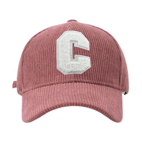 Casquette Velours Broderie C - Rose / Unique