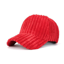Casquette Velours Côtelé Pour Femme - Rouge Vif / Unique